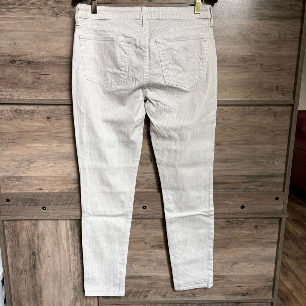 Cache Cream Skinny Jean Pants Shimmery Metallic Pinstripes 10 Made in USA Preppy - Picture 4 of 13